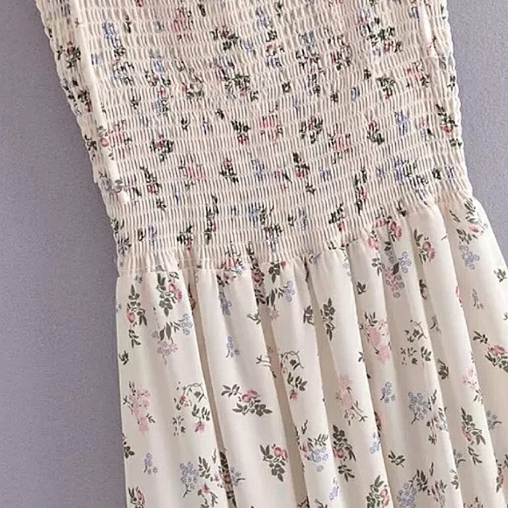 Floral Smocked Spaghetti Strap Midi Dress - Picture 5 of 16
